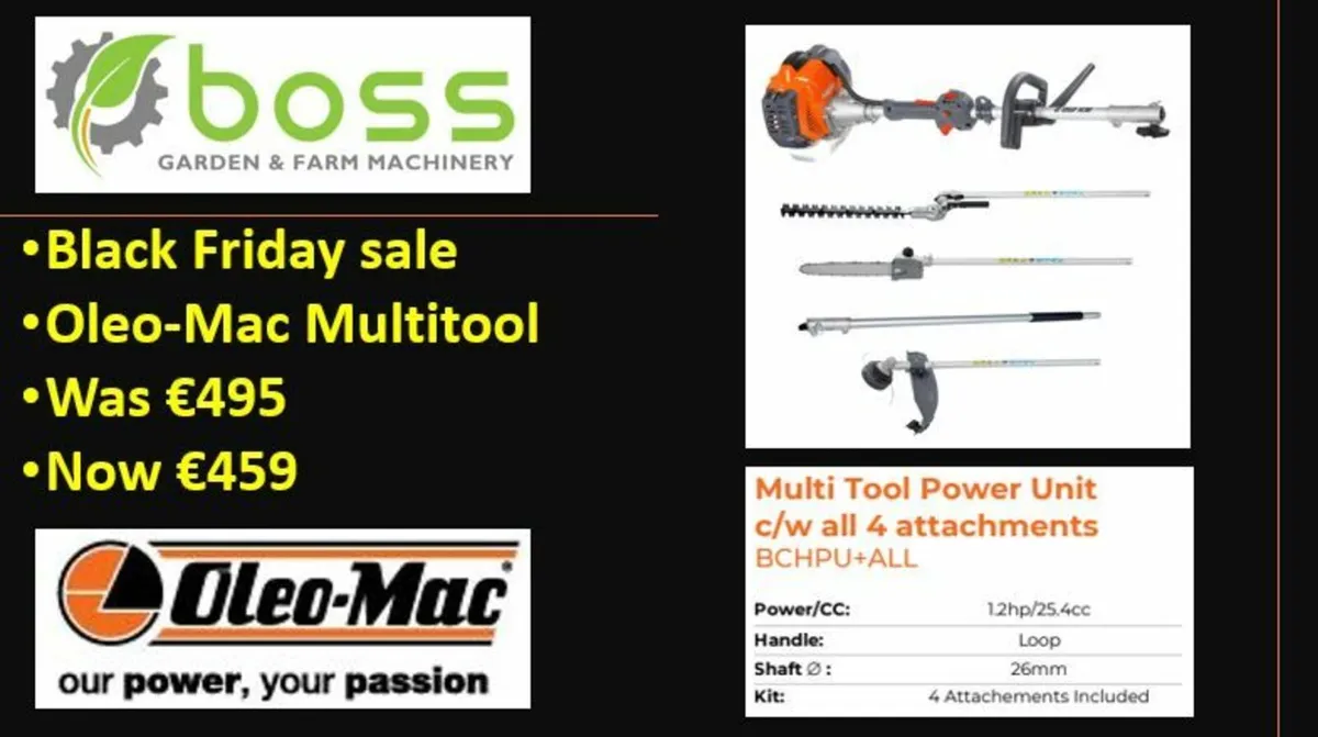 Black Friday Oleo Mac Multi Tool – All Attachments - Image 1