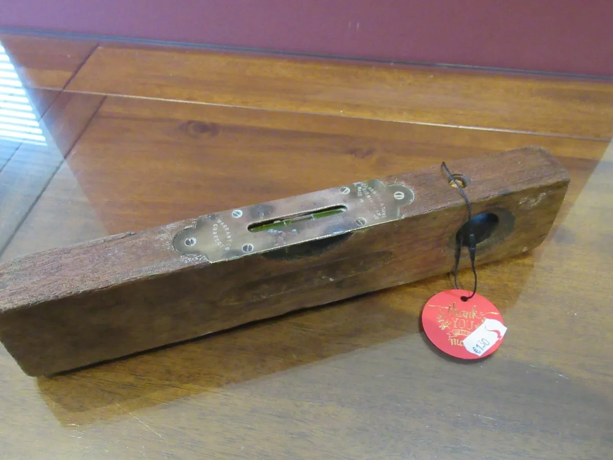 antique vintage LEVEL tools brass cottage pub cave - Image 2