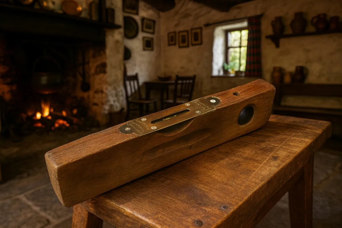 antique vintage LEVEL tools brass cottage pub cave - Image 1