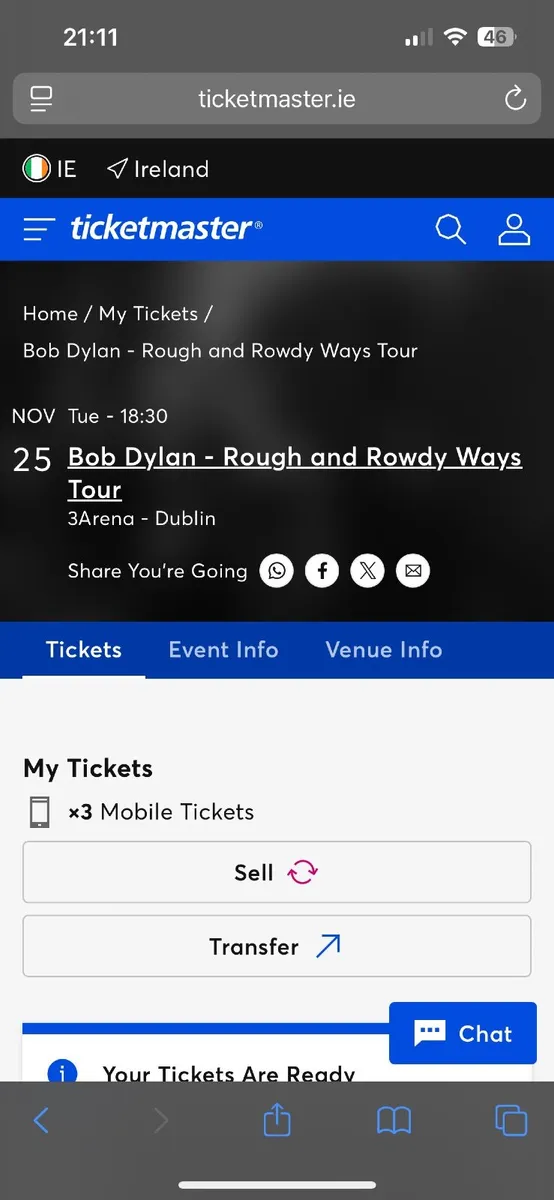 Bob Dylan ticket November 25th