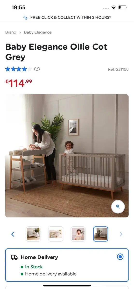 Baby cot and mattress - Image 2