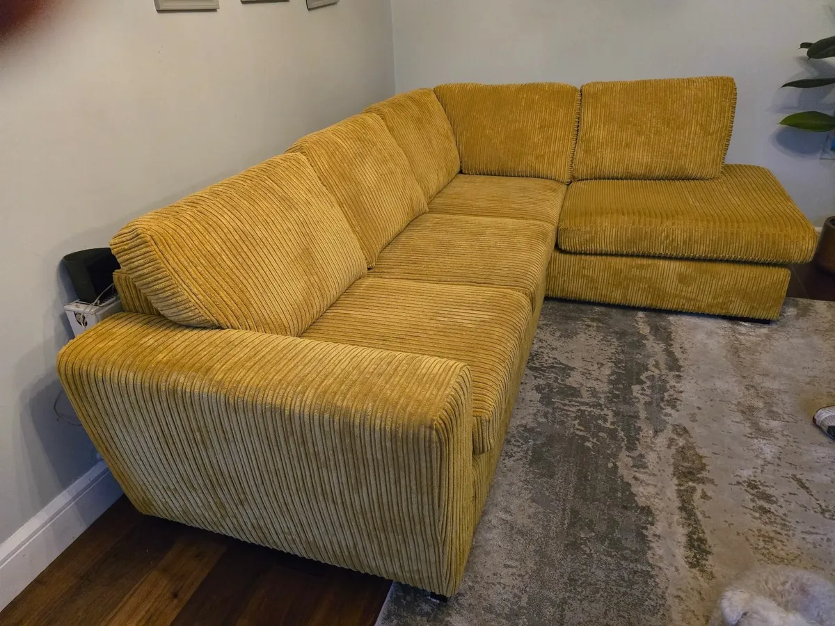 DFS Corner Sofa - Left - Gus 2022 - Mustard Marley - Image 1