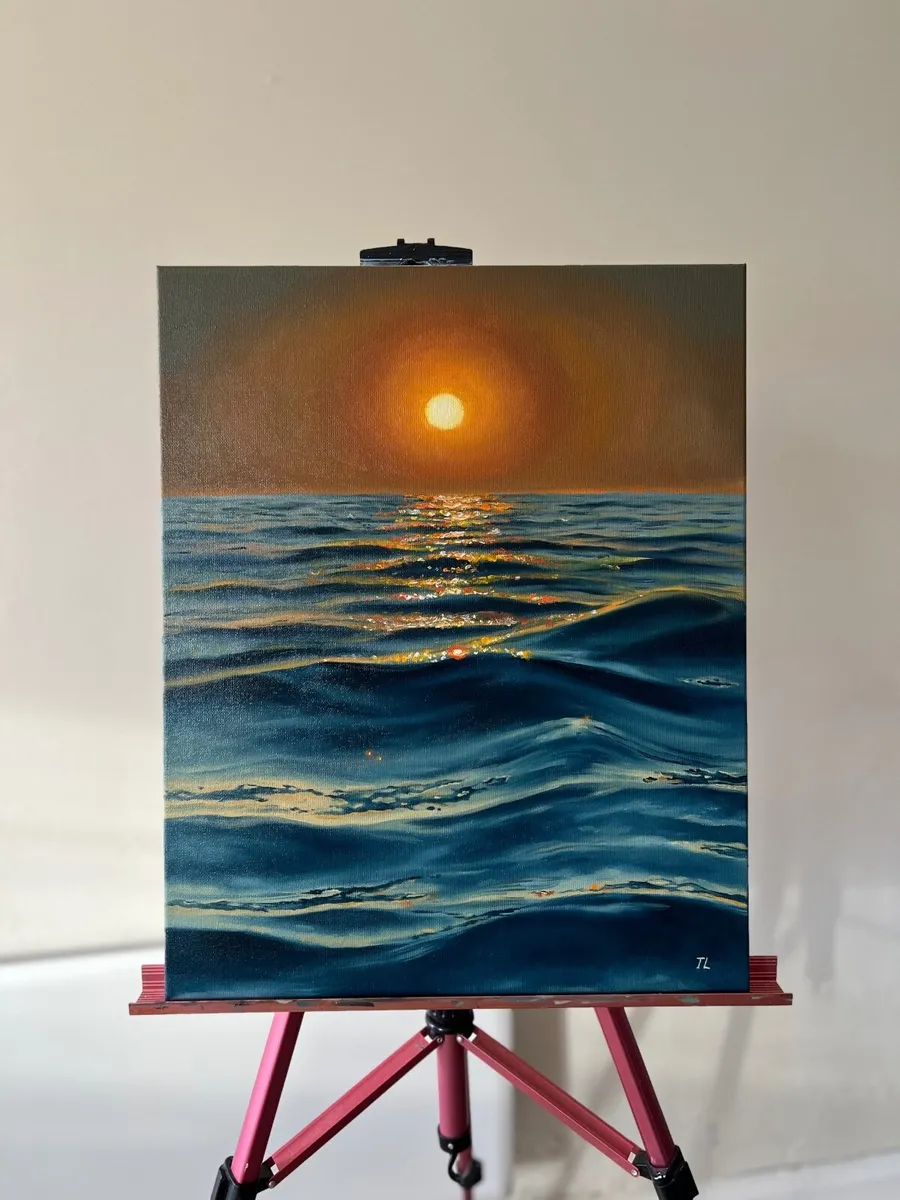 ORIGINAL OIL PAINTING  Sea Sunset Large Wall Art - Image 2