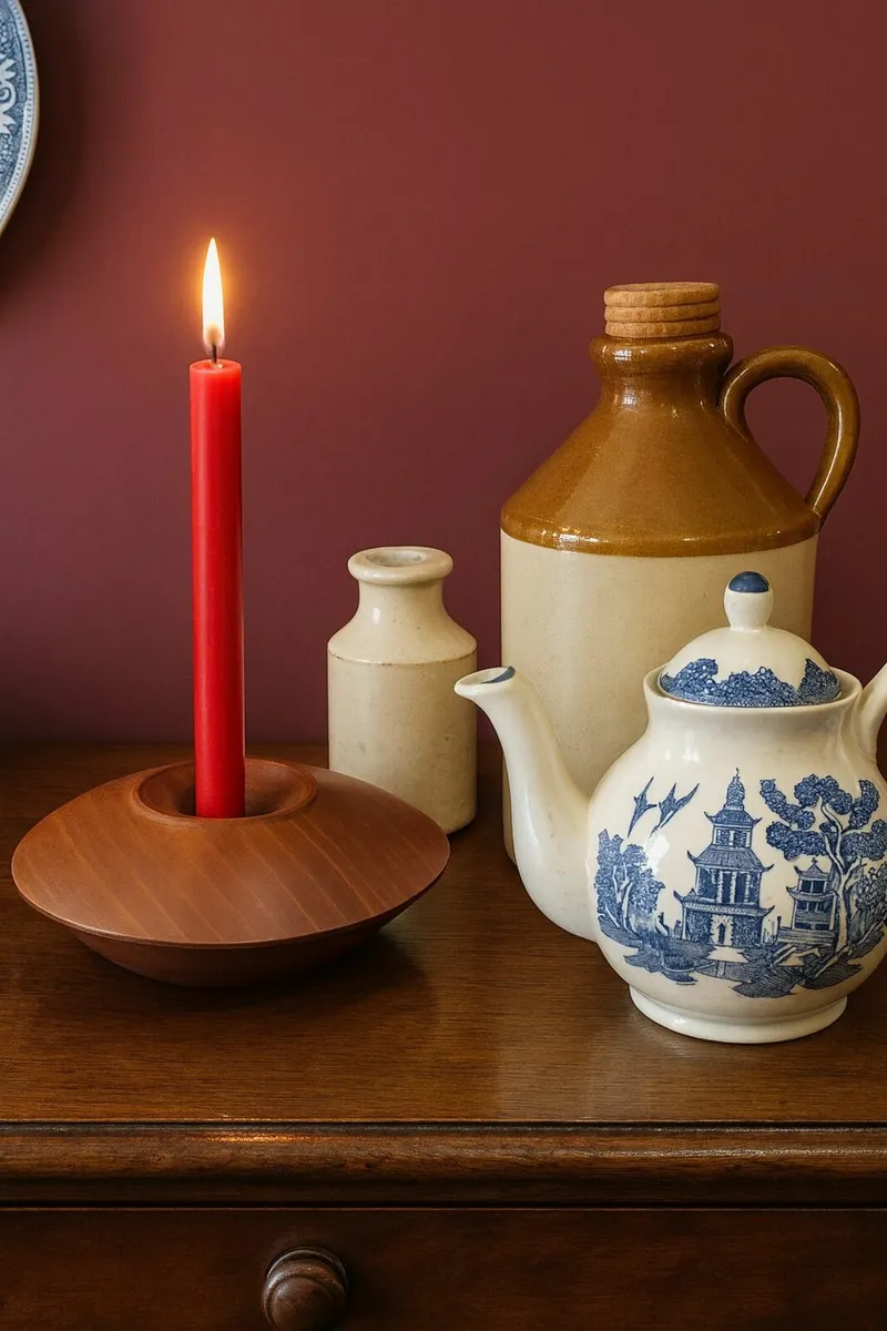 antique vintage FLAGON BOTTLE CANDLE cottage pub - Image 1