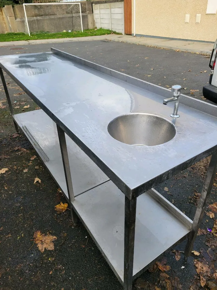Table Stainless Steel Shelved Sink - Image 1