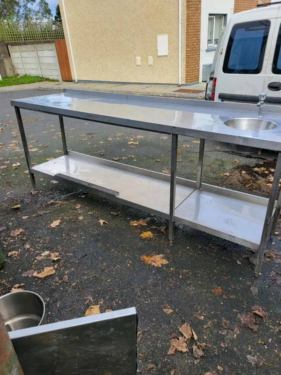 Table Stainless Steel Shelved Sink - Image 2