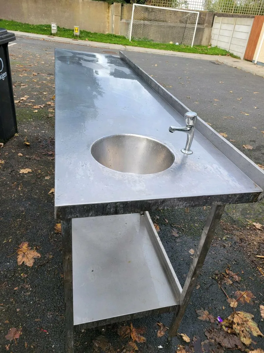 Table Stainless Steel Shelved Sink - Image 3