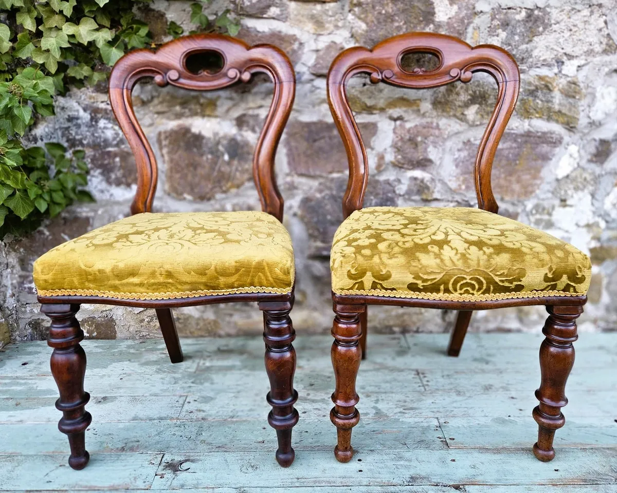 Pair of Victorian Balloon Back Chairs - Circa 1880 - Image 2