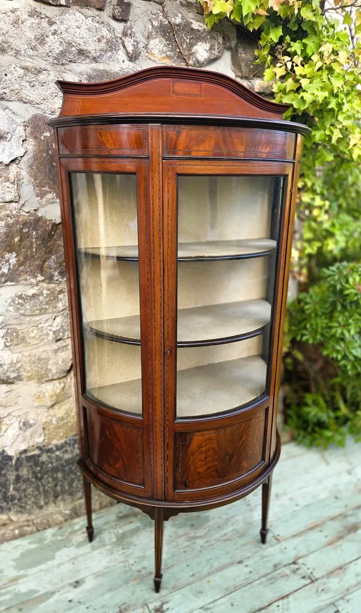 Edwardian Bow Fronted Display Cabinet- Circa 1900 - Image 2