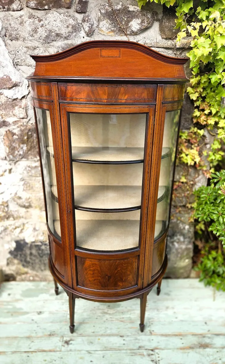 Edwardian Bow Fronted Display Cabinet- Circa 1900 - Image 1
