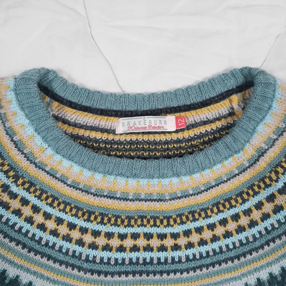 Brakeburn Teal Blue Fairisle Jumper 12UK/40EU - Image 3