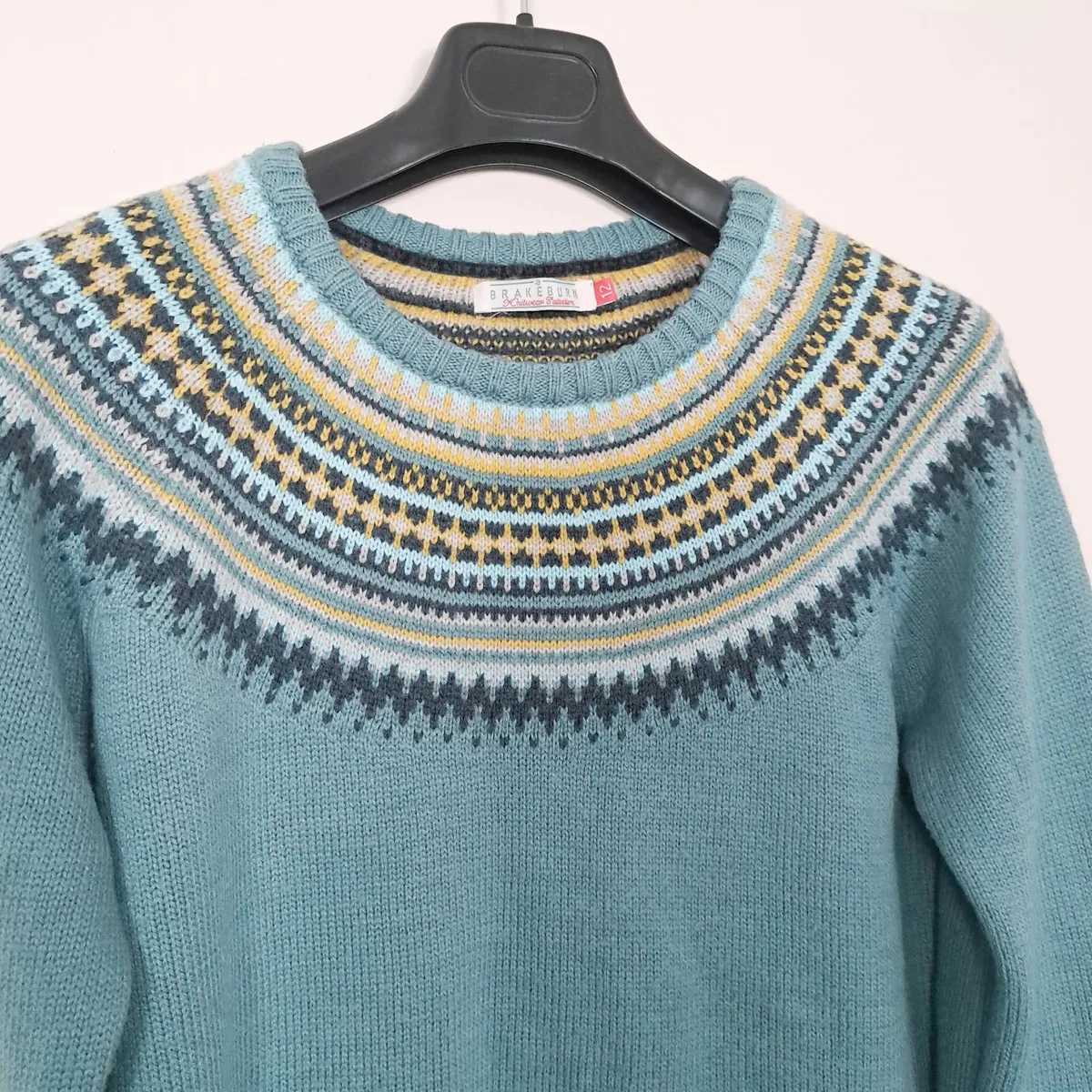 Brakeburn Teal Blue Fairisle Jumper 12UK/40EU - Image 4