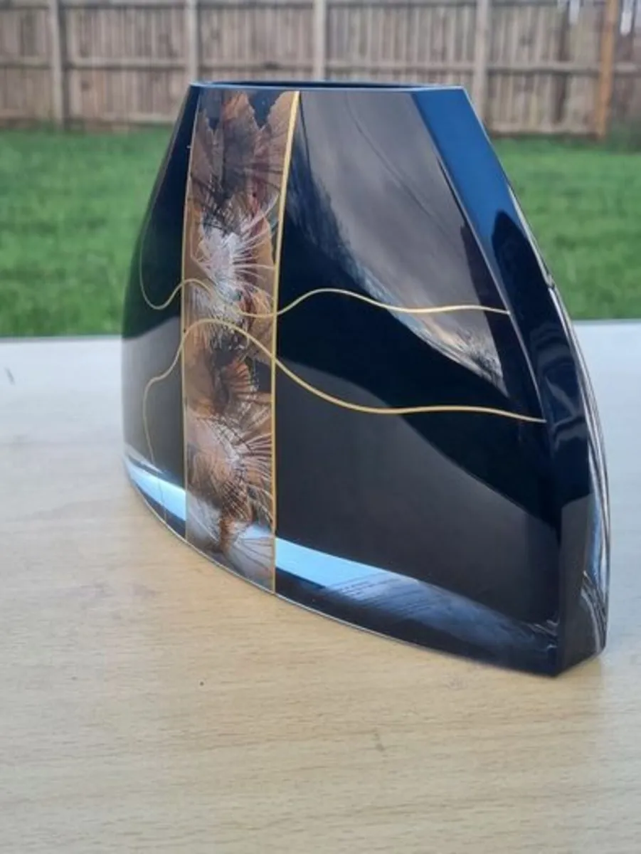 Modern Scandinavian flat black glass vase - Image 2