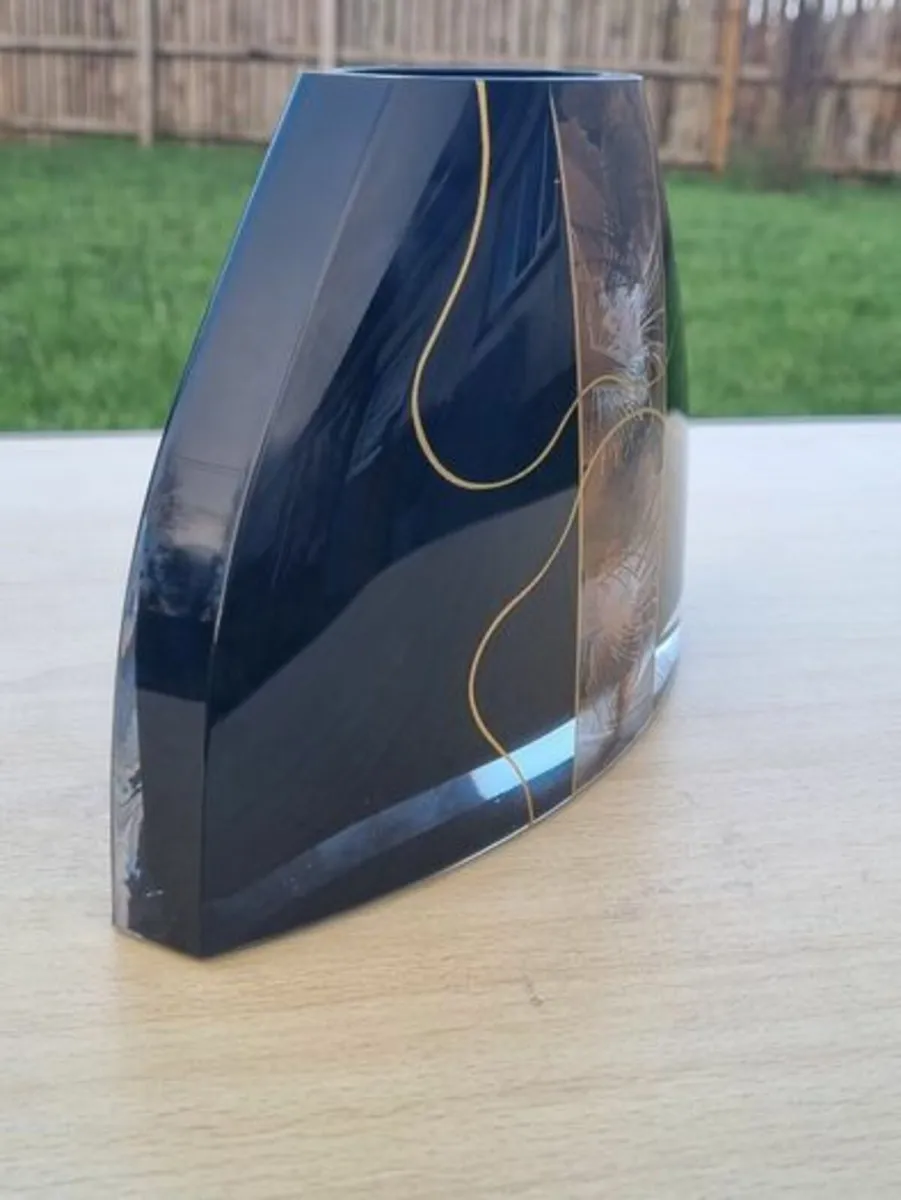 Modern Scandinavian flat black glass vase - Image 3