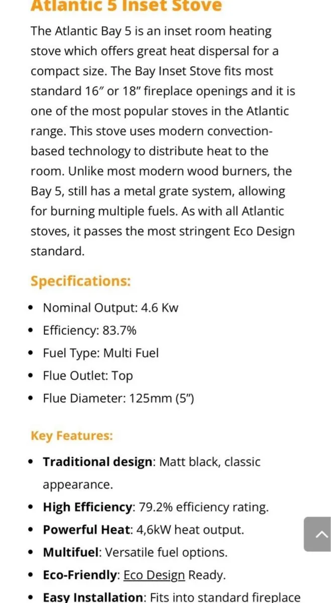 Atlantic Bay insert stove - Image 4