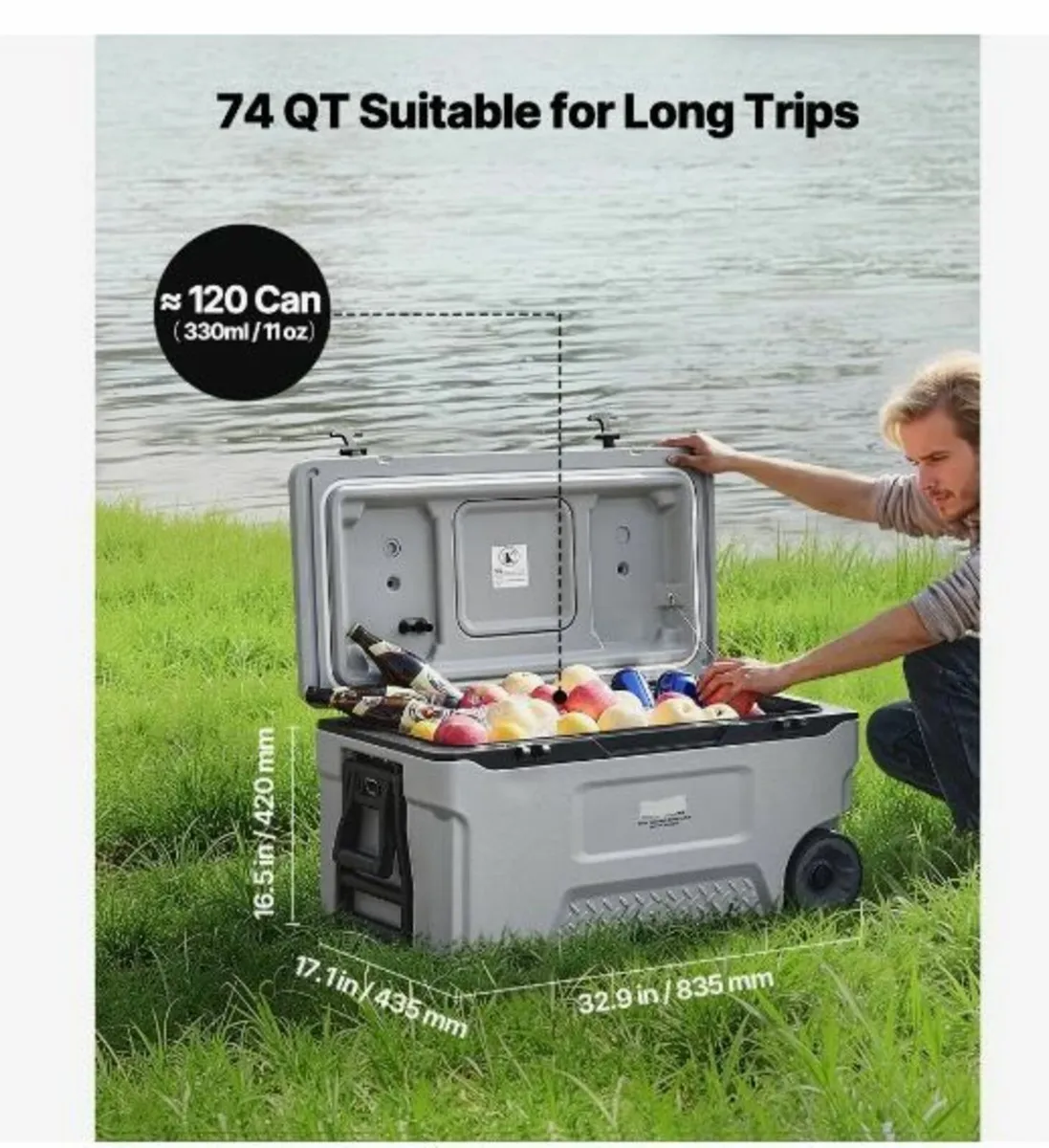 Portable Cooler, 74 QT Wheeled Cooler - Image 2