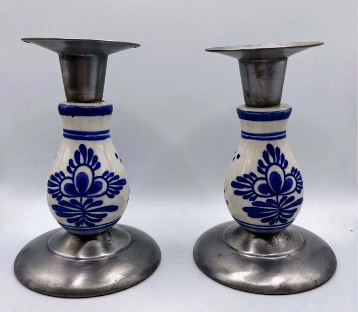 Vintage Porcelain Candlestick Holders - Image 1