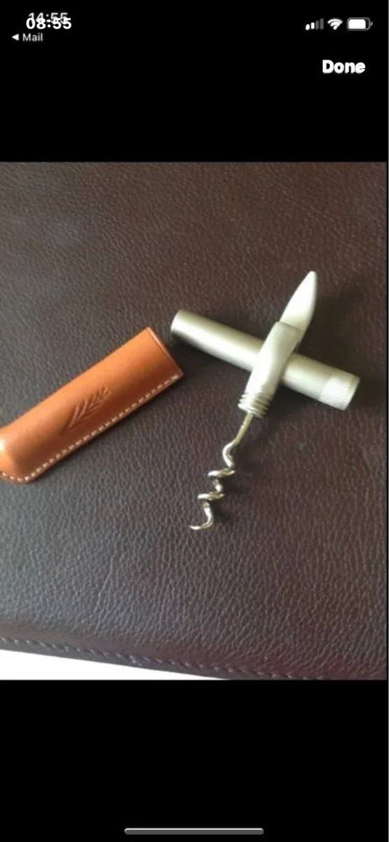 Corkscrew & Bottle Opener in Leather Case - Image 1