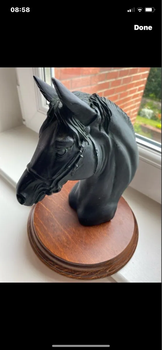 Vintage Black Resin Horse Head Display - Image 1