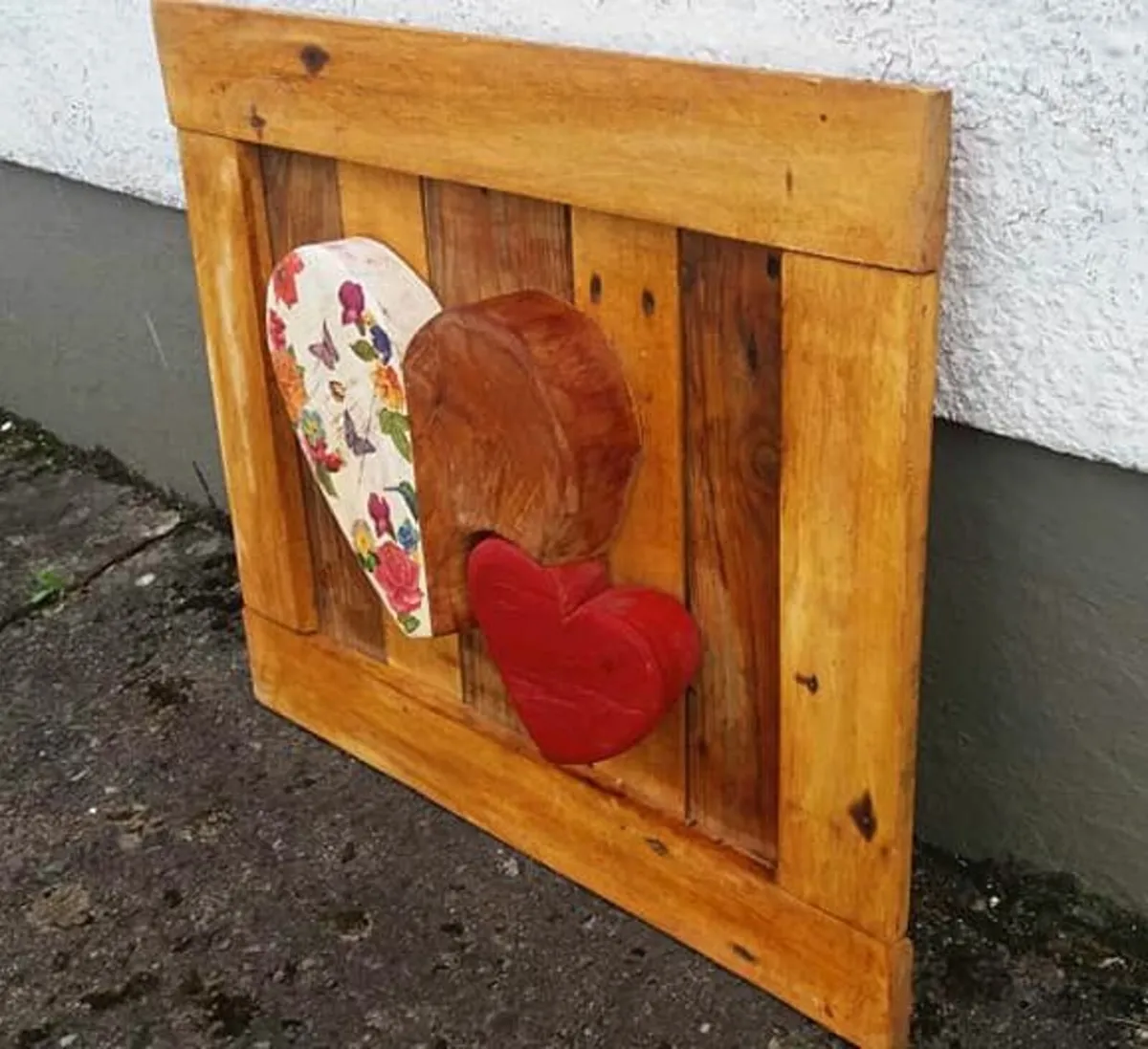 Rustic Heart Wood Art Display - Image 2