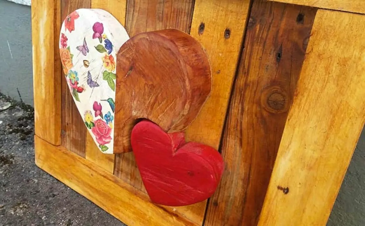 Rustic Heart Wood Art Display - Image 4