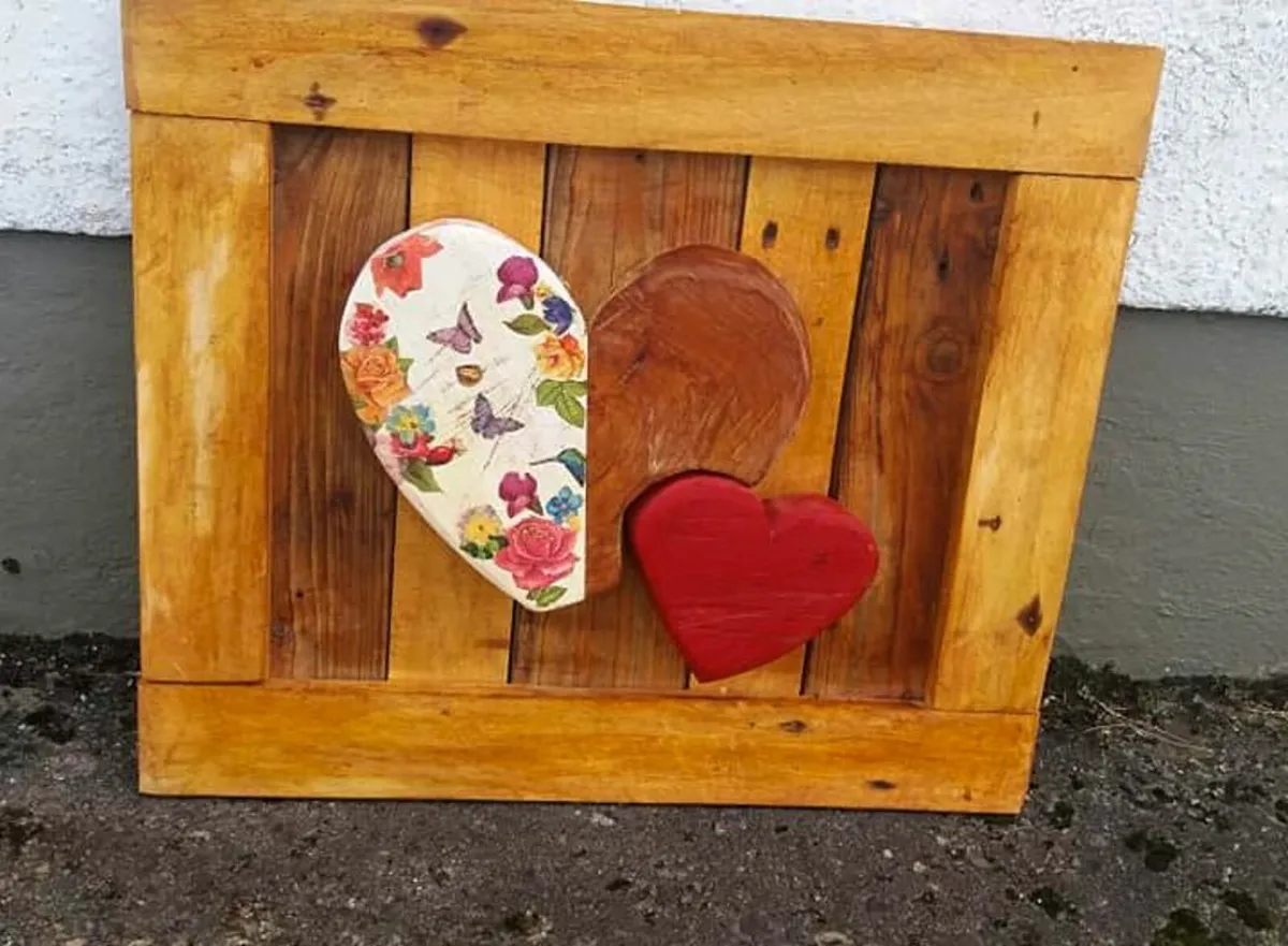 Rustic Heart Wood Art Display - Image 1