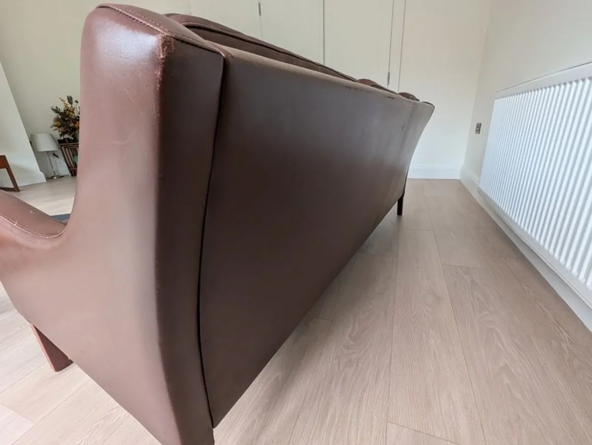 Refurbished Mid Century Modern  Danish Leather & Rosewood 3 Seater Sofa Vintage 1960s - Image 4