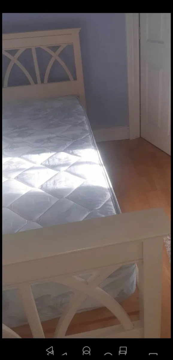 King Size Cream Bed C/W Mattress - Image 1