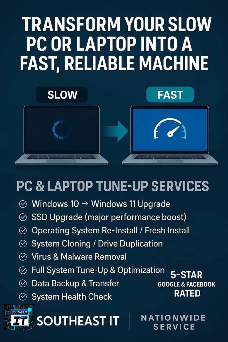 Slow Laptop or PC? We Upgrade, Optimise & Repair –