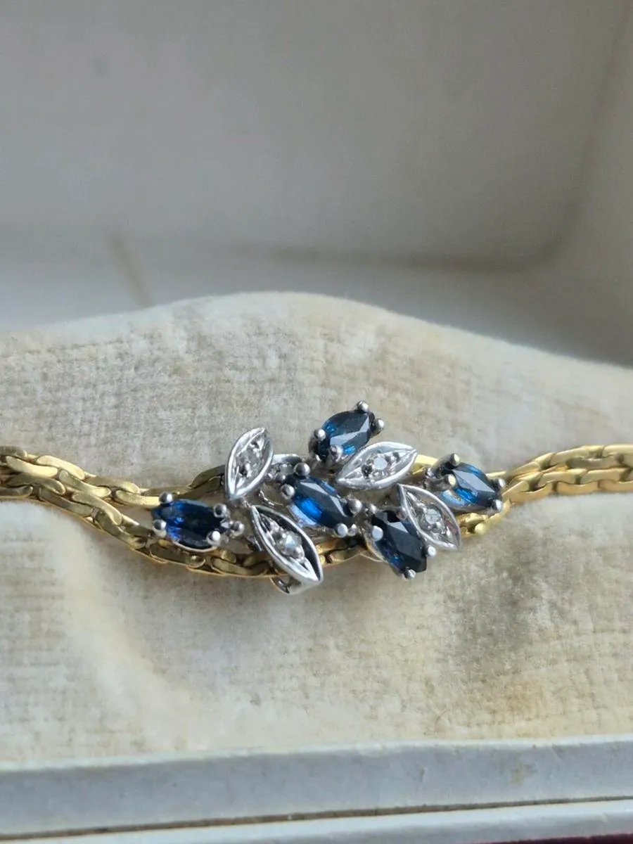 18k (750) gold bracelet with Sapphire and Diamond - Image 2