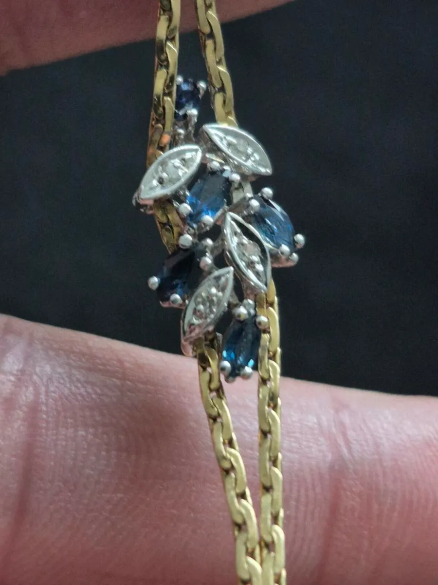 18k (750) gold bracelet with Sapphire and Diamond - Image 4