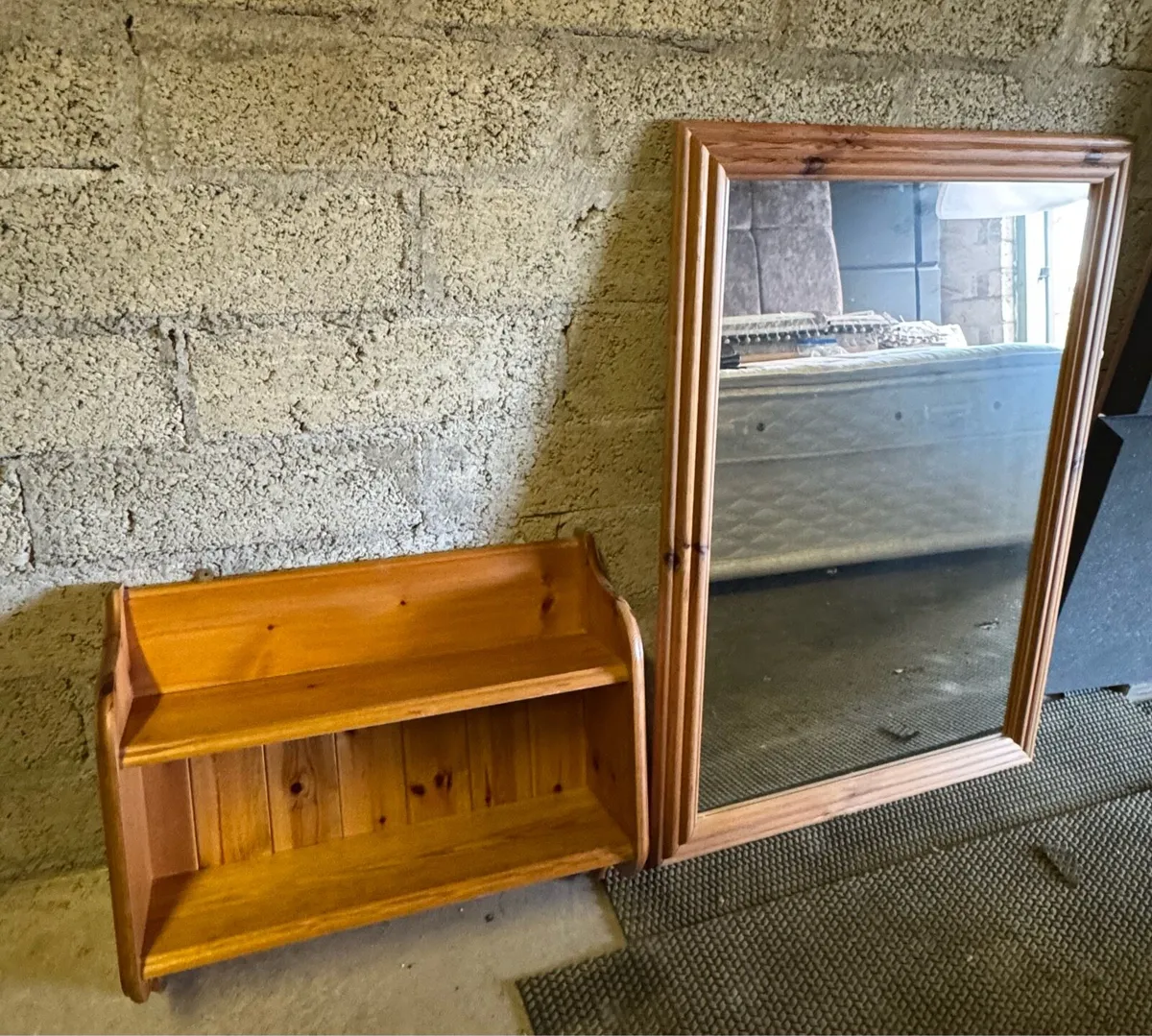 Pine Mirror & Wall Shelf - Image 1