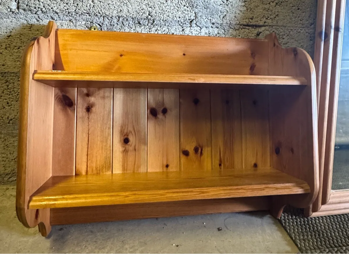 Pine Mirror & Wall Shelf - Image 3