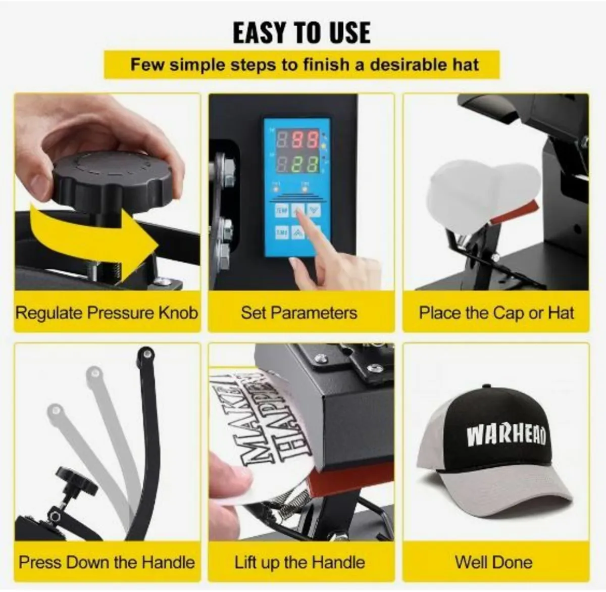 Hat Heat Press 5.5 x 3.5 inch - Image 4