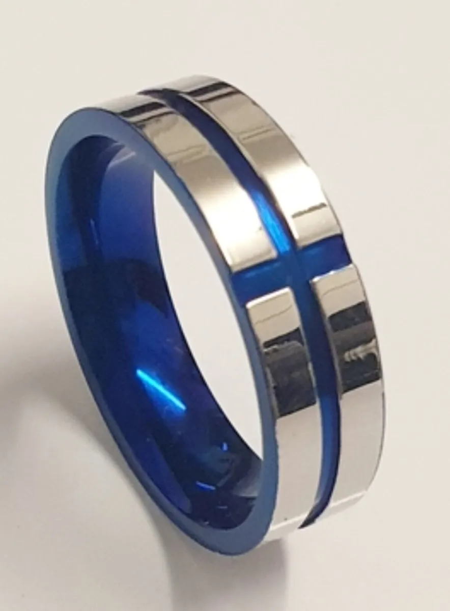 Band Ring with Cobalt Blue Inlay - Image 1