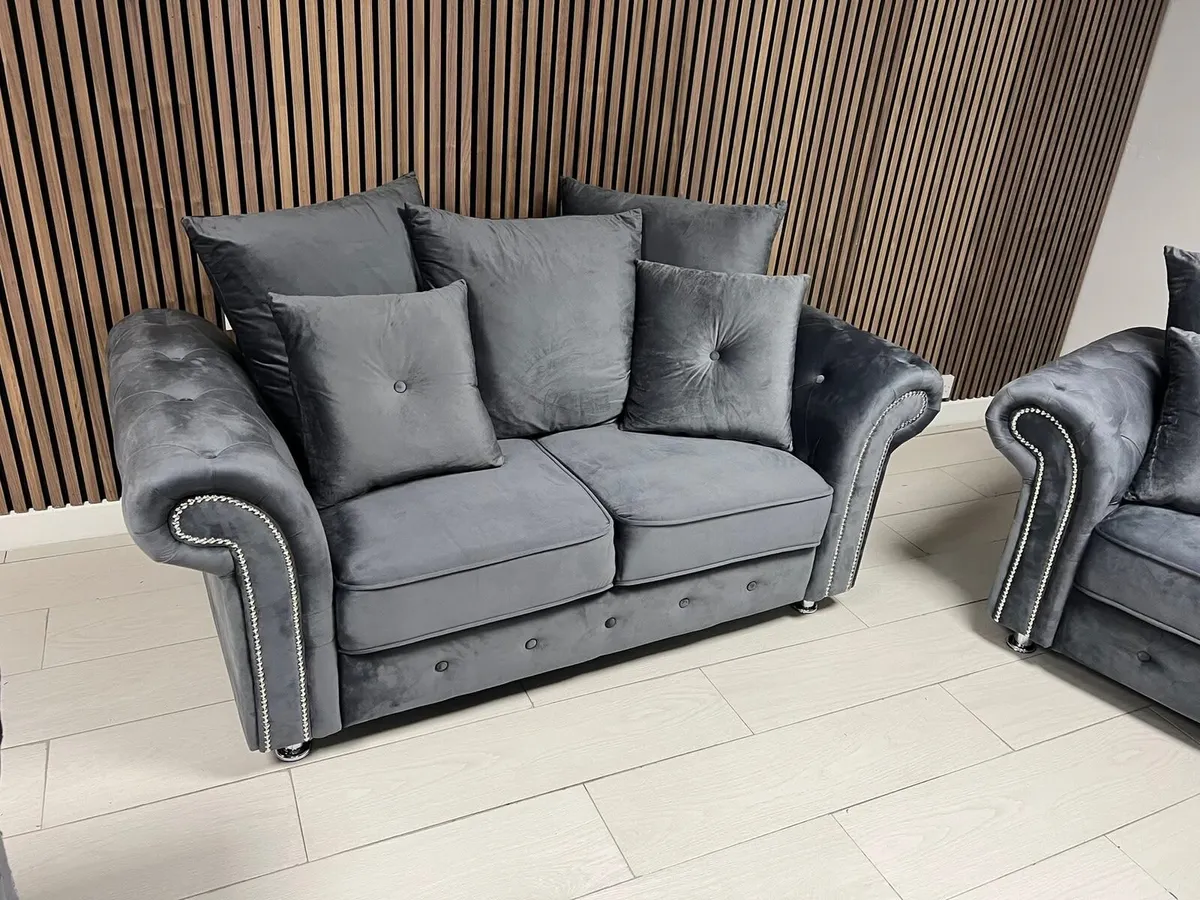 Olympia Grey Plush Fabric Scatter Cushions Sofa - Image 3