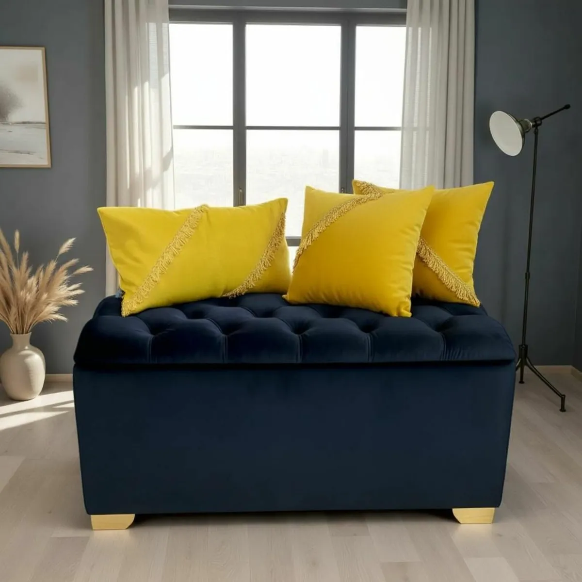 Boucle storage ottoman pouffe - Image 2