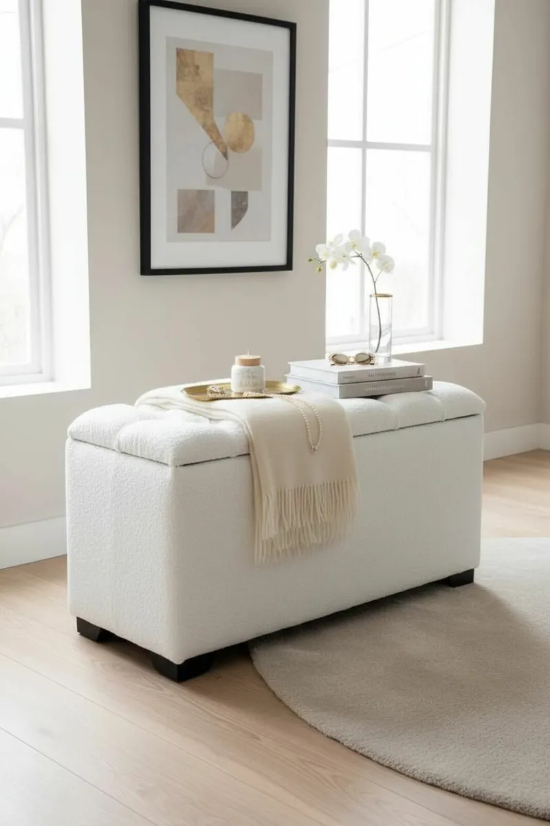 Boucle storage ottoman pouffe - Image 3