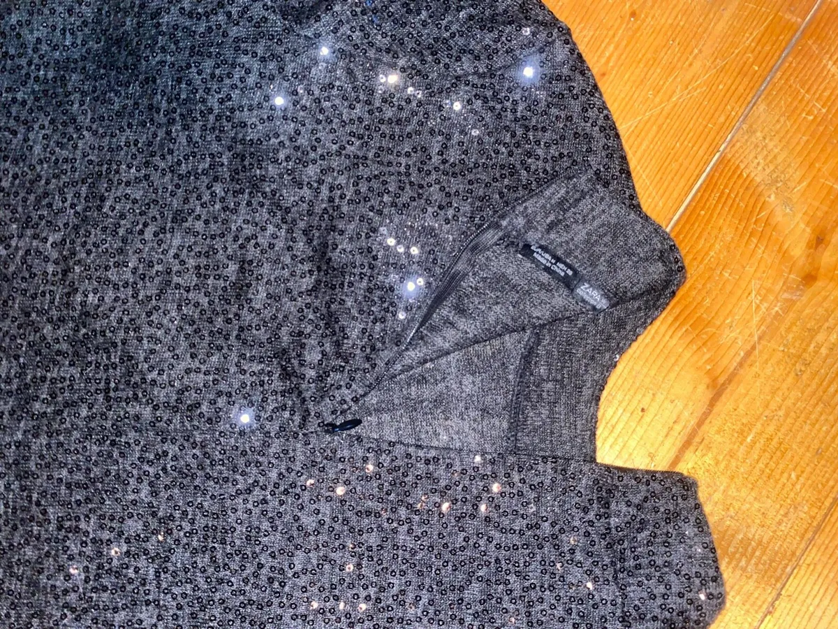 Black Sparkley Longsleeve Fitted Top - Image 2