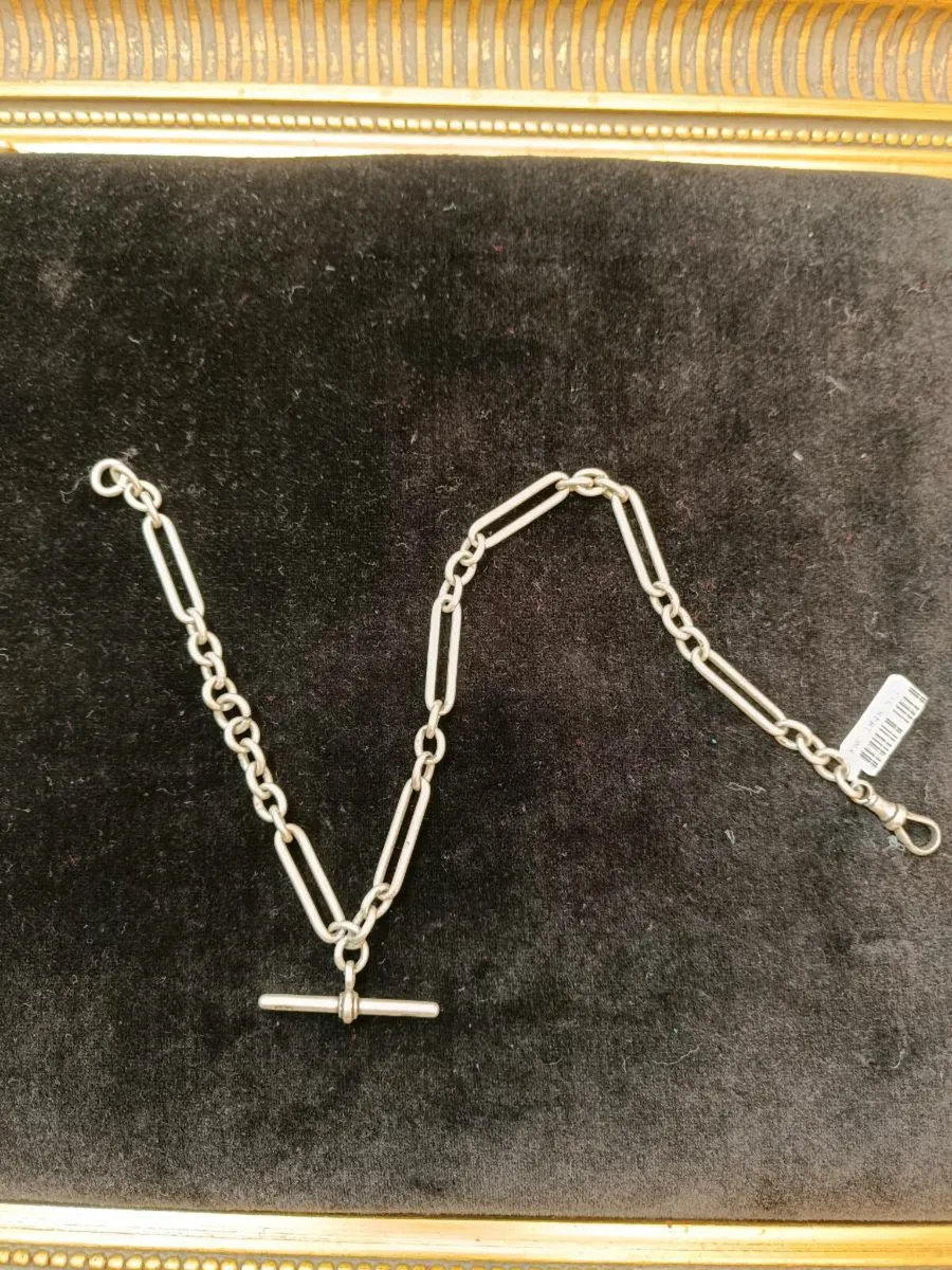 Antique Silver Albert's Chain , T bar - Image 1