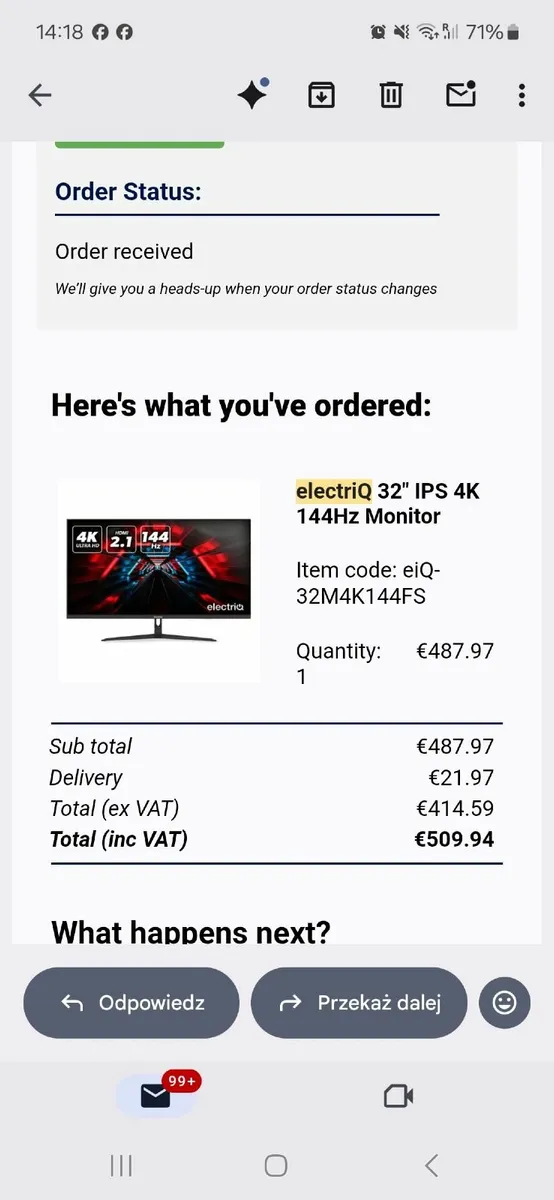 Gaming 32inch 4K 144hrz Monitor - Image 1