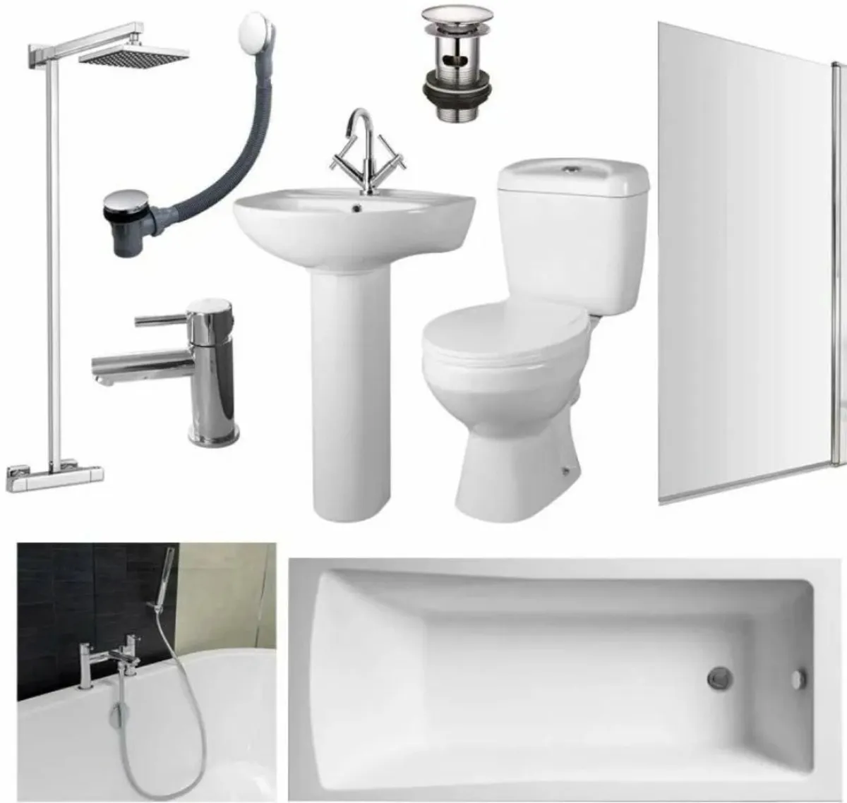 Straight Shower Bath Suite - Image 1