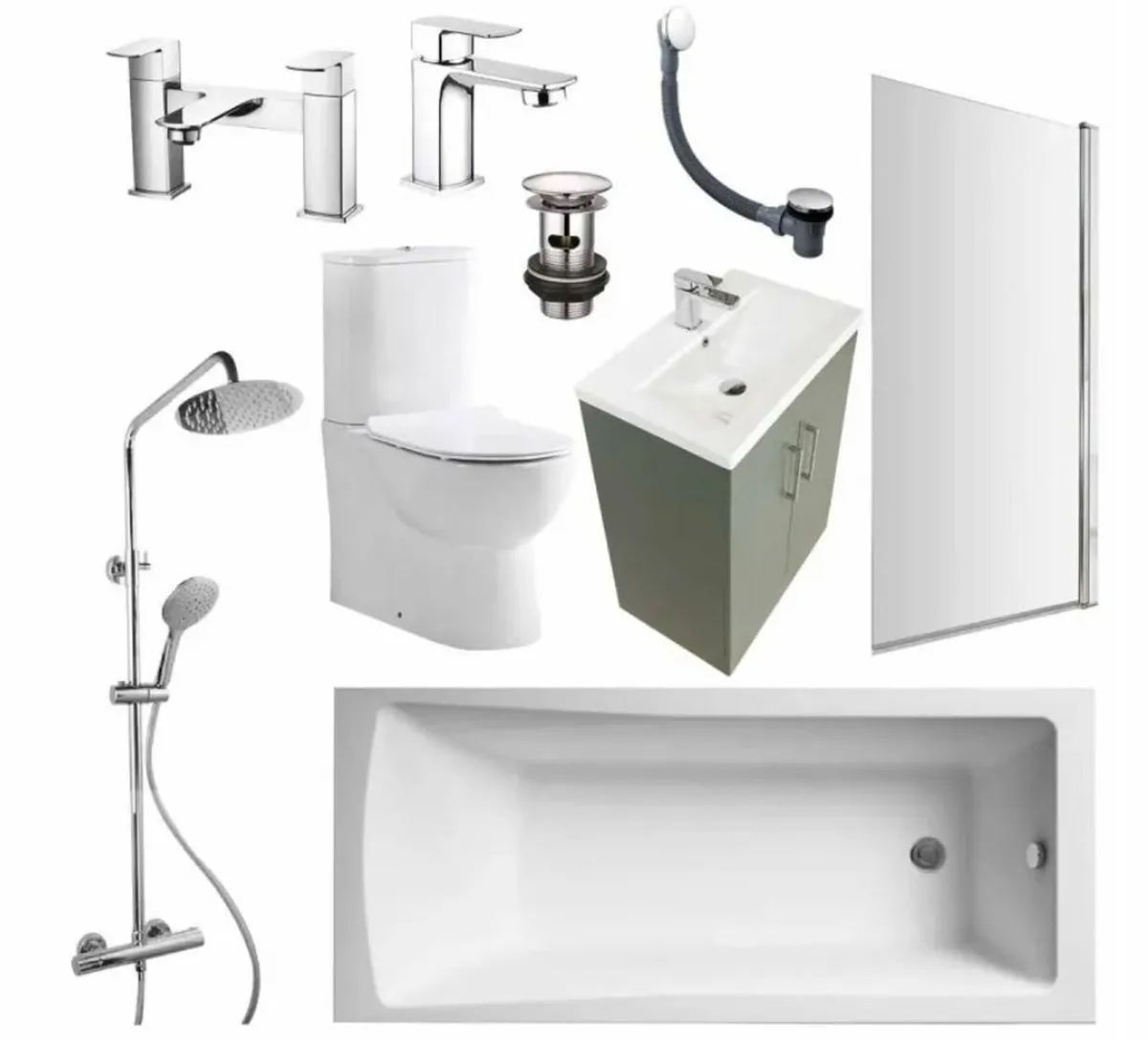 Matt Green Shower Bath Suite - Chrome