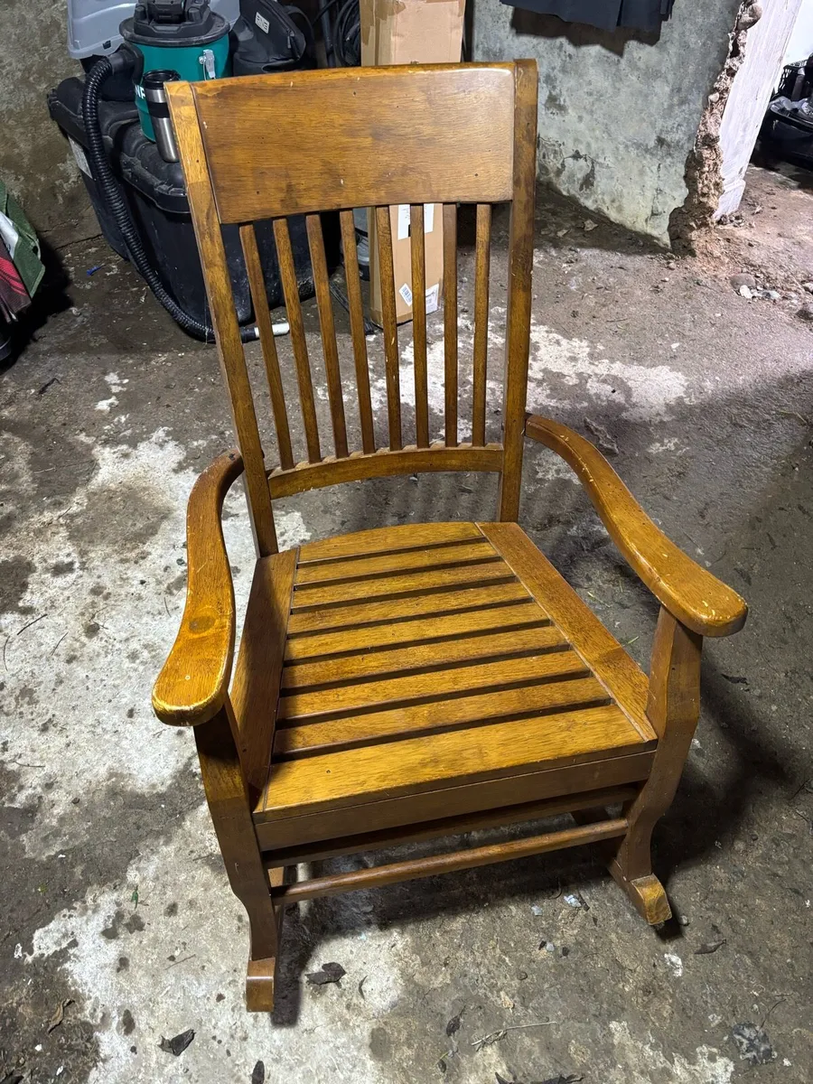 Solid Oak Rocking Chair - Image 1