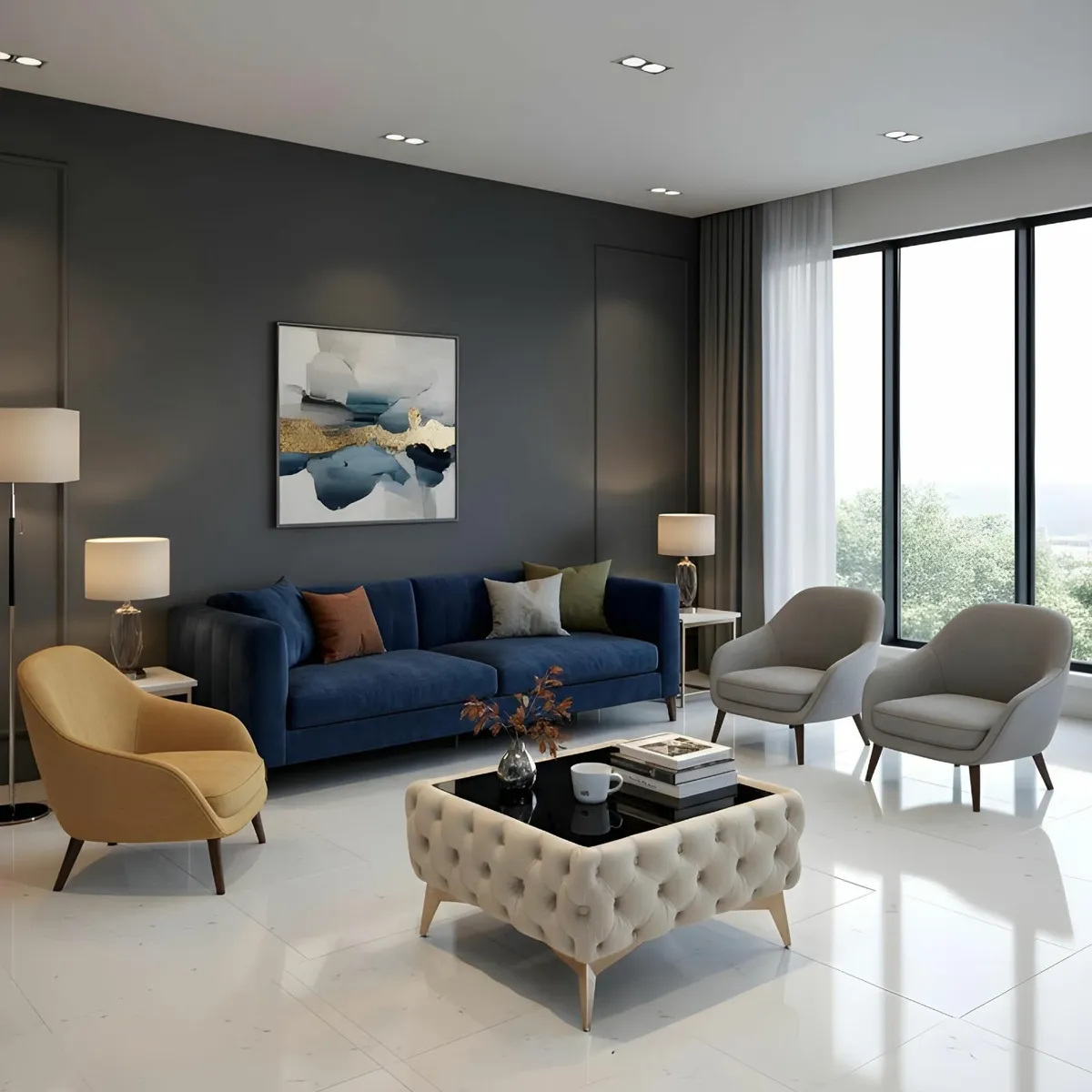 Chesterfield coffee table with glass - Image 3