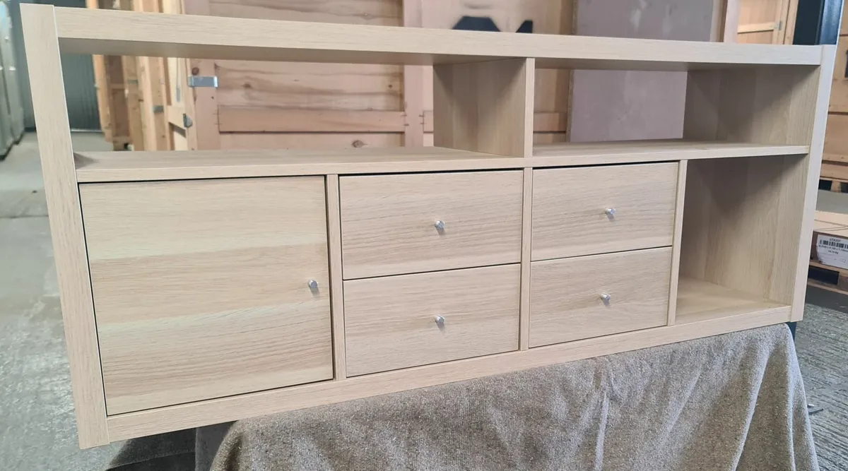 TV Storage Unit – White Stained Oak Effect - Image 2