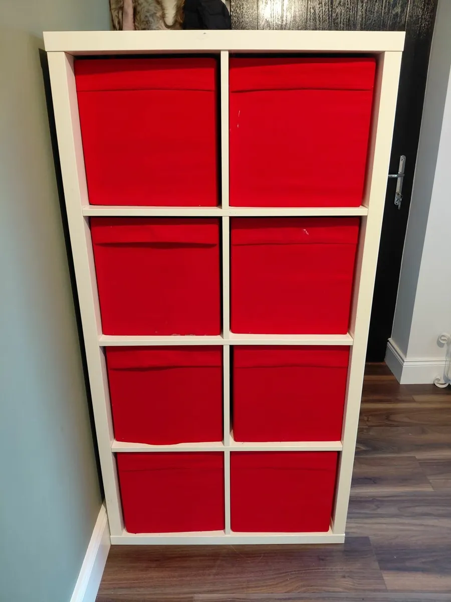 IKEA storage unit with boxes