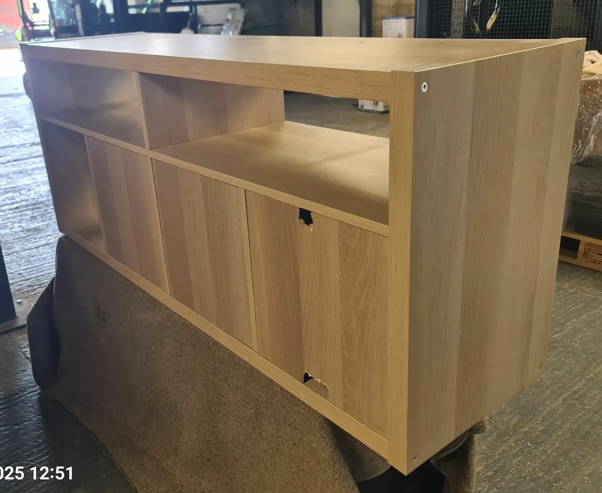 TV Storage Unit – White Stained Oak Effect - Image 4