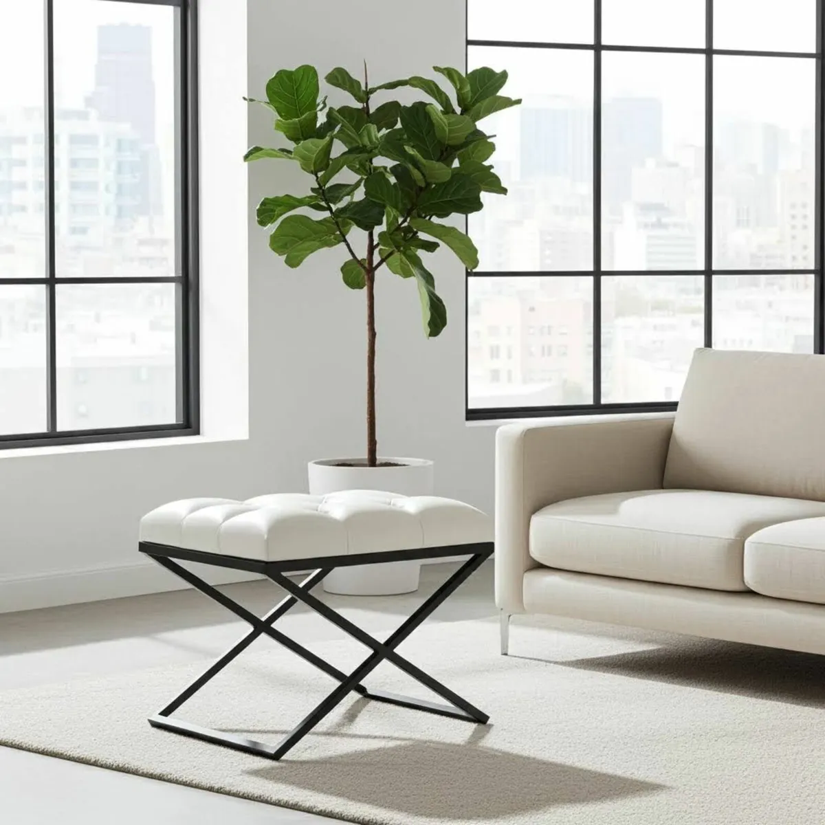 Metal frame x bench with seat - Image 3