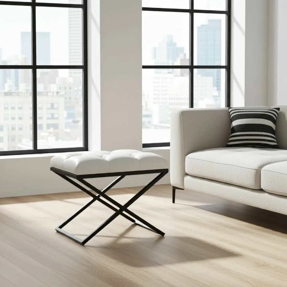 Metal frame x bench with seat - Image 4